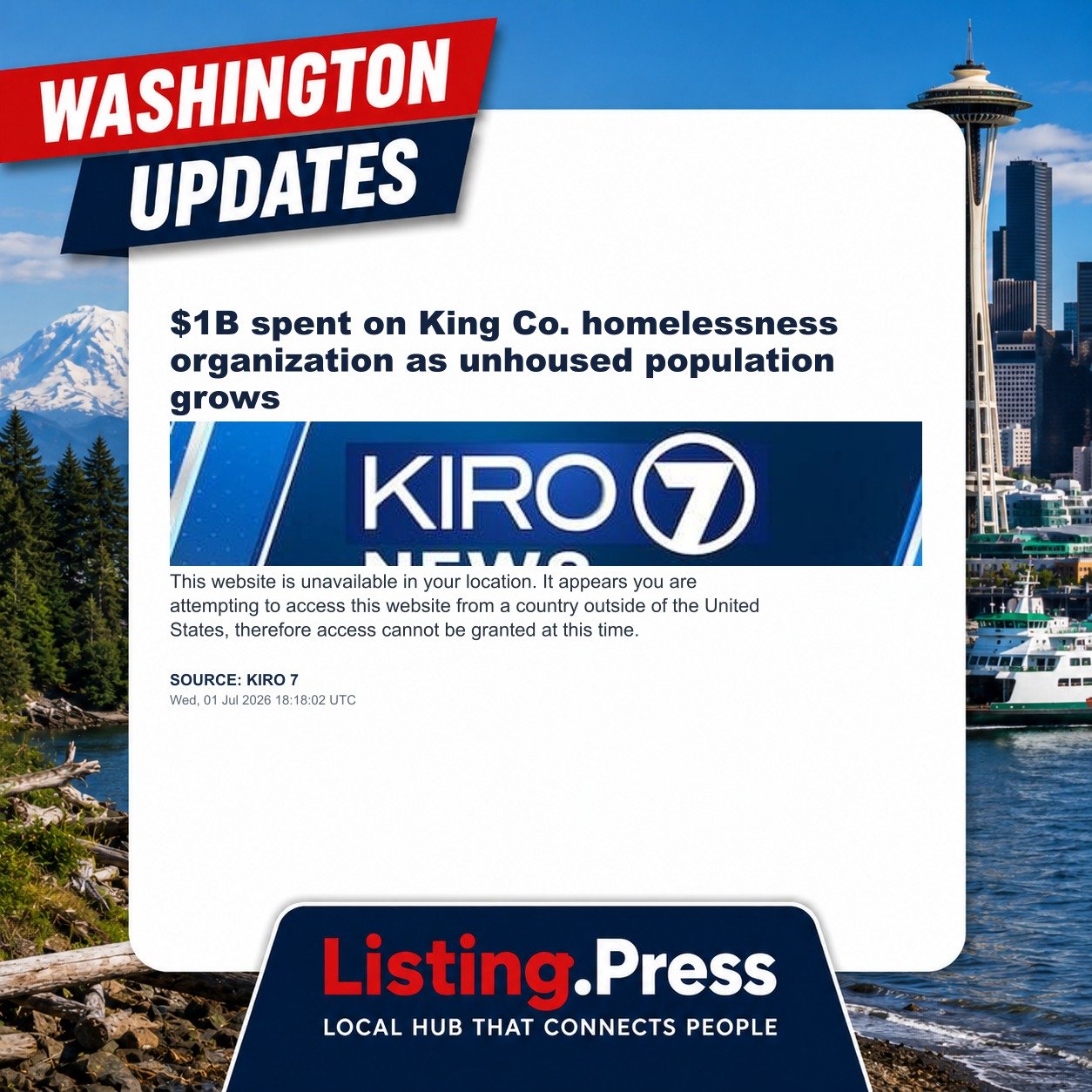 $1B spent on King Co. homelessness organization as unhoused population grows