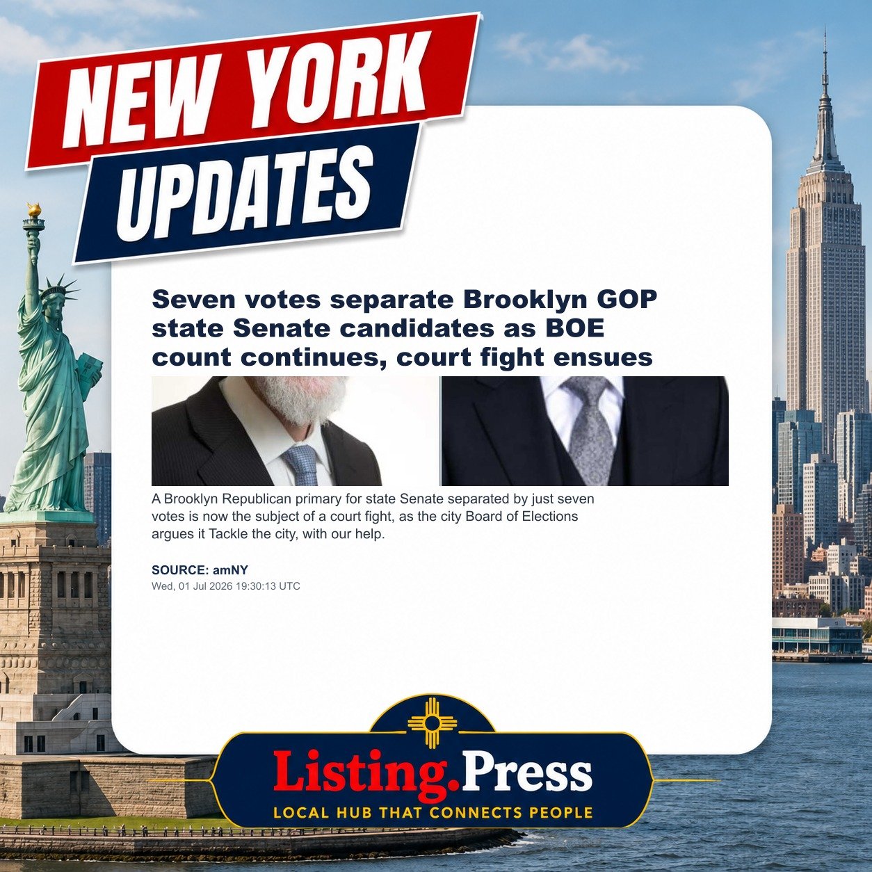 Seven votes separate Brooklyn GOP state Senate candidates as BOE count continues, court fight ensues