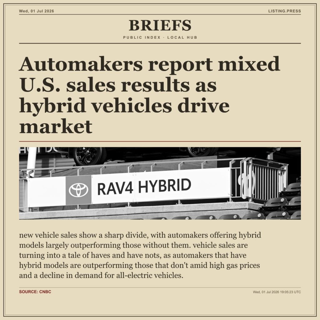 Automakers report mixed U.S. sales results as hybrid vehicles drive market