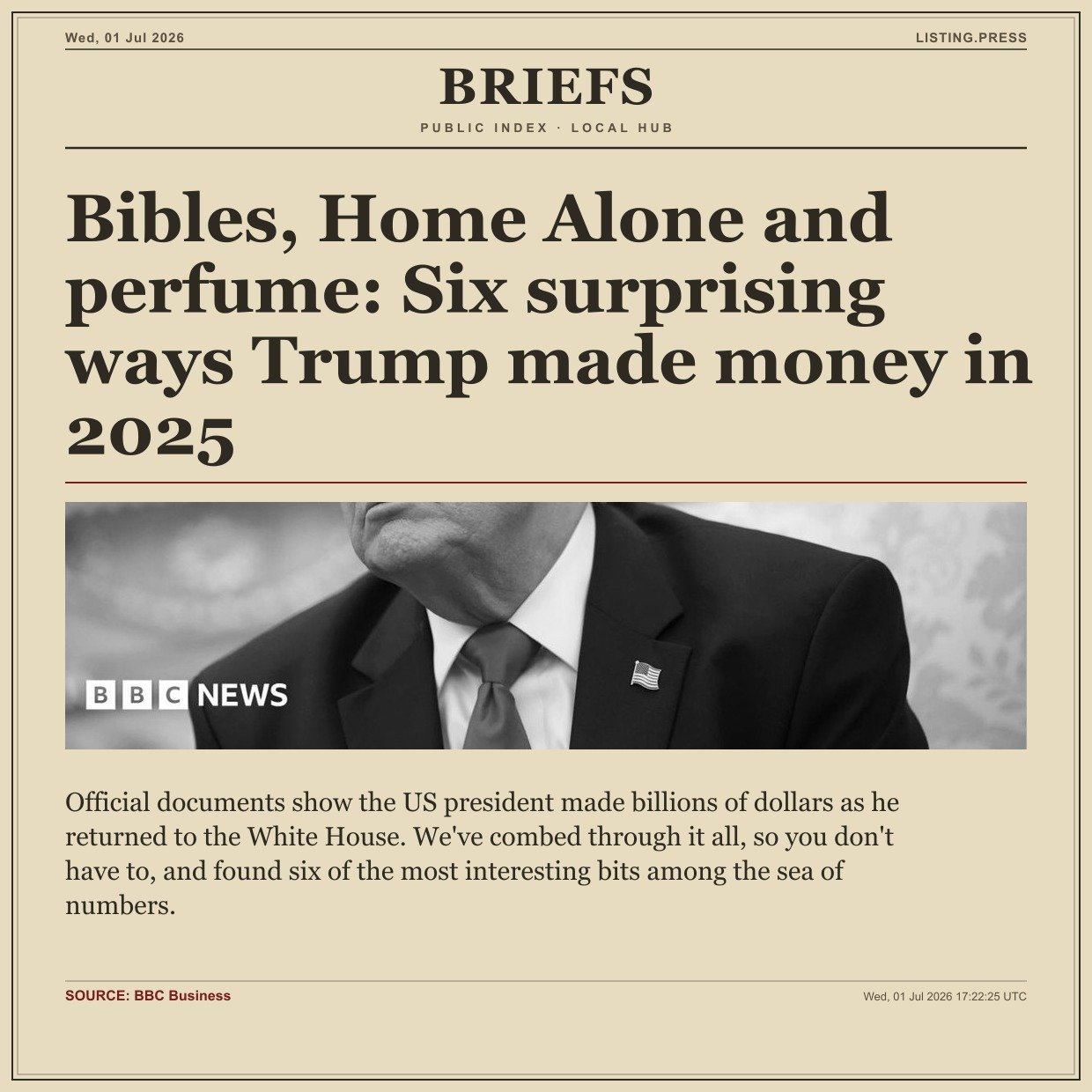 Bibles, Home Alone and perfume: Six surprising ways Trump made money in 2025