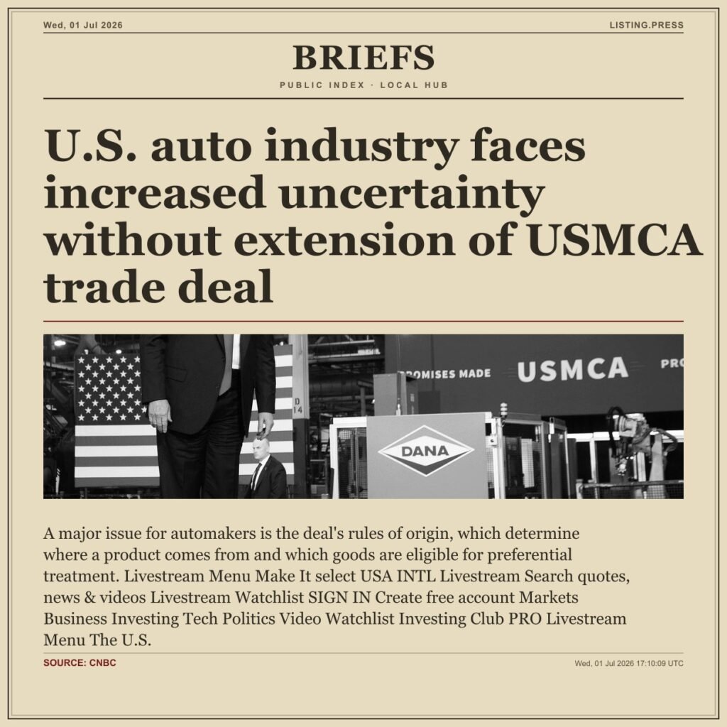 U.S. auto industry faces increased uncertainty without extension of USMCA trade deal