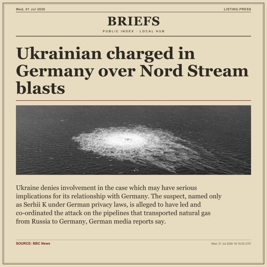 Ukrainian charged in Germany over Nord Stream blasts