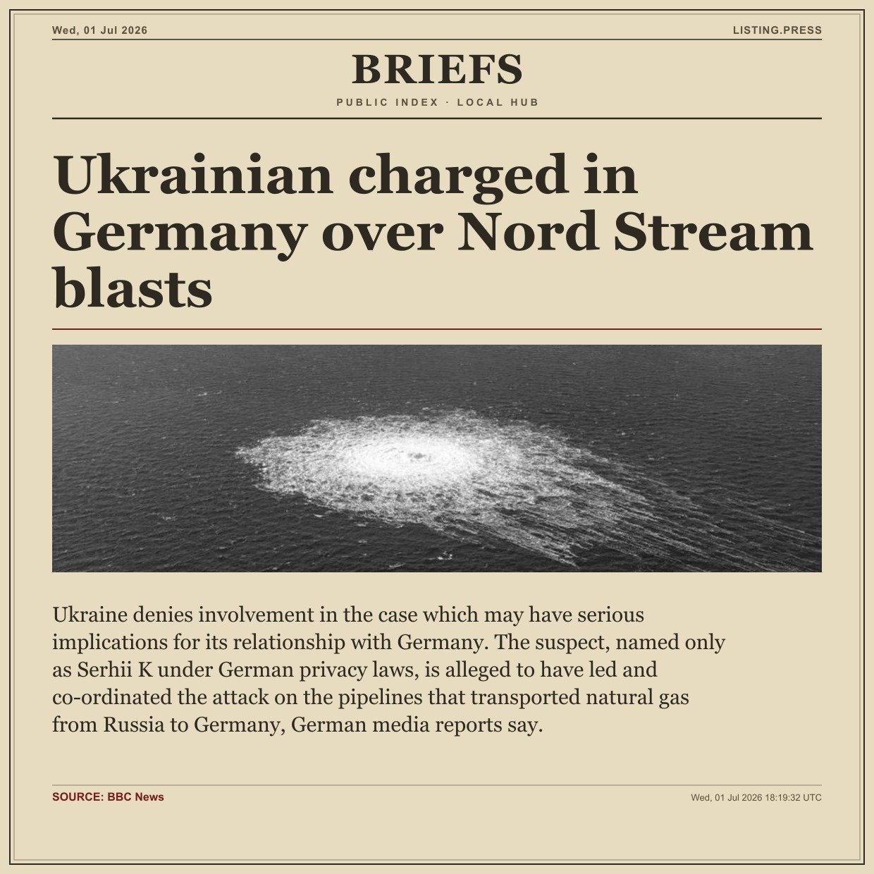 Ukrainian charged in Germany over Nord Stream blasts