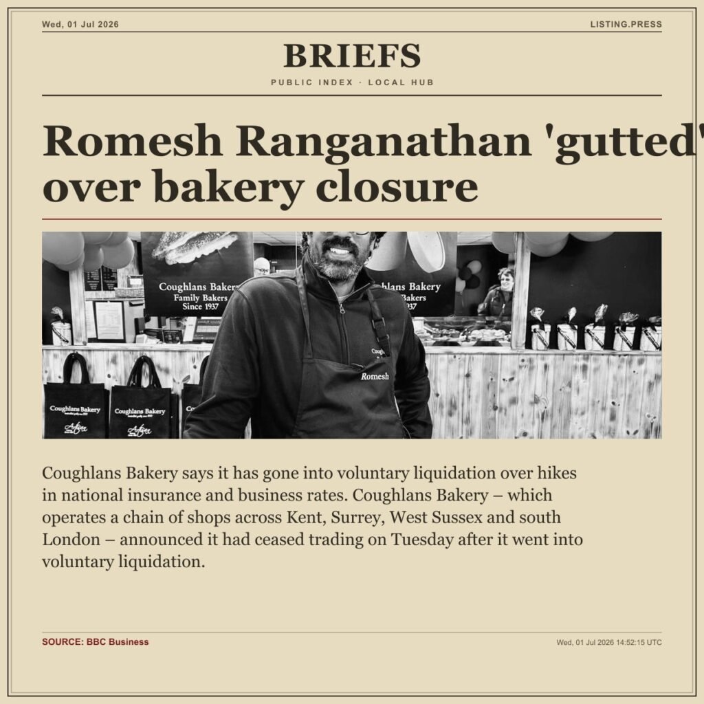 Romesh Ranganathan ‘gutted’ over bakery closure