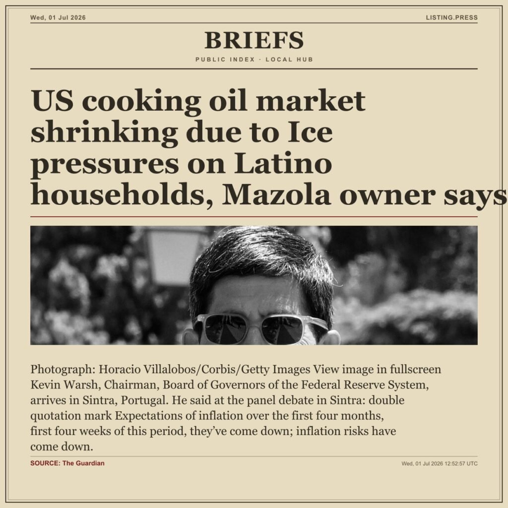 US cooking oil market shrinking due to Ice pressures on Latino households, Mazola owner says