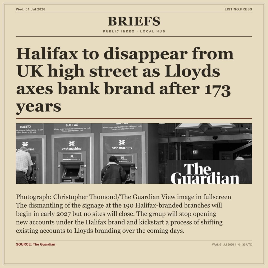 Halifax to disappear from UK high street as Lloyds axes bank brand after 173 years