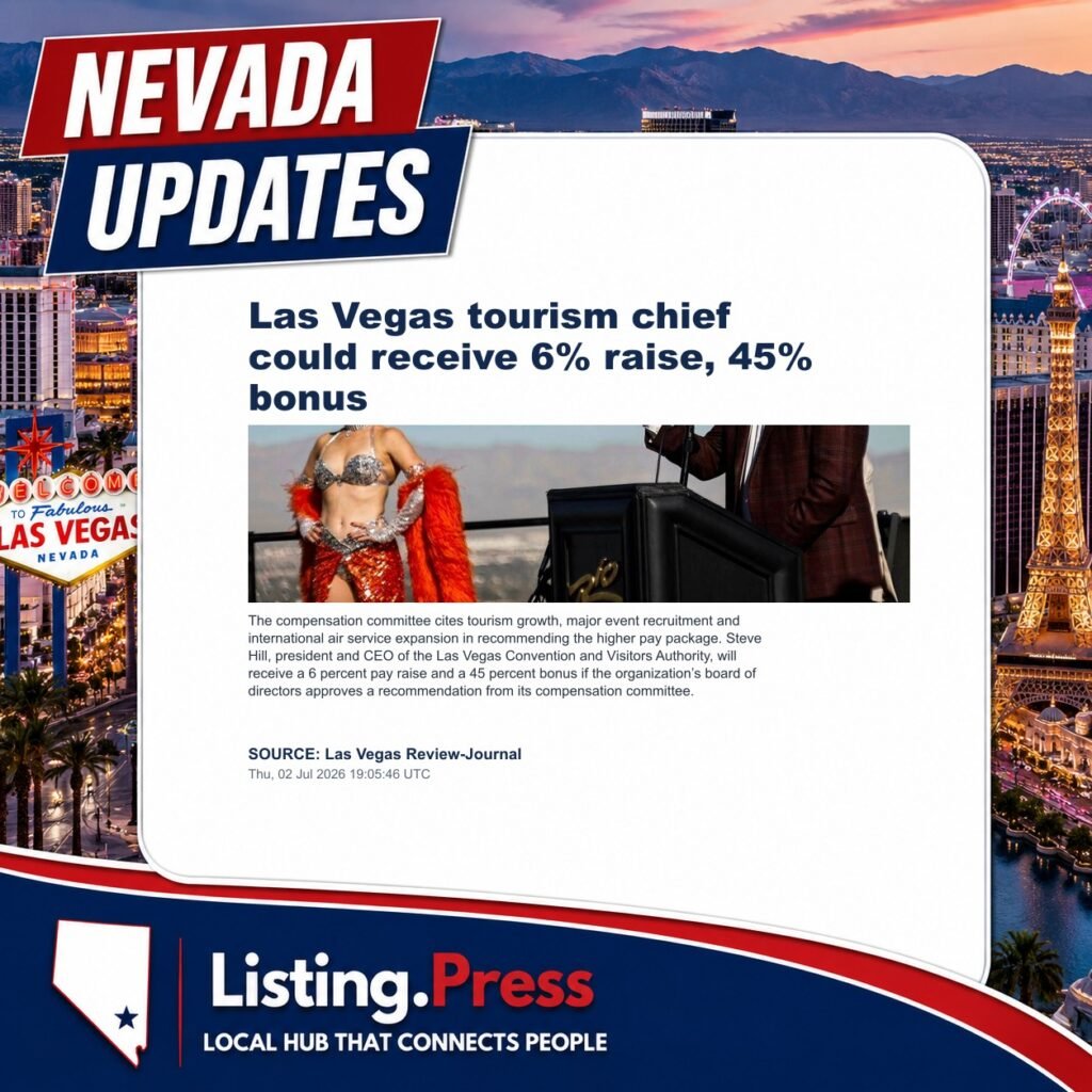 Las Vegas tourism chief could receive 6% raise, 45% bonus