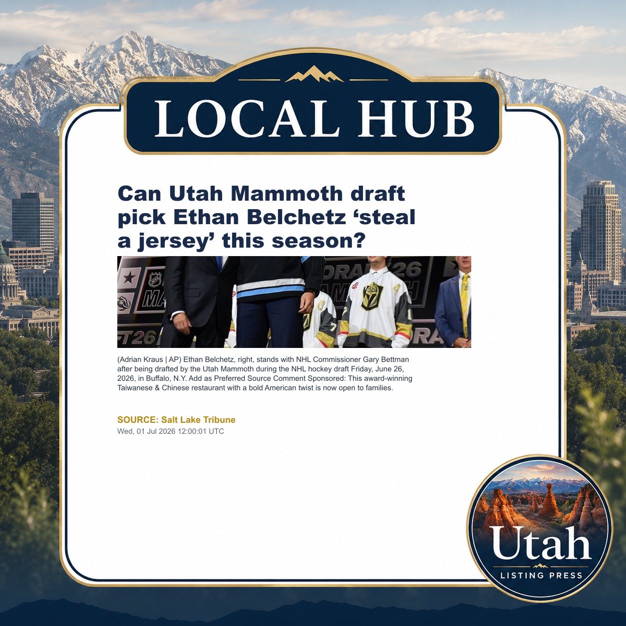 Can Utah Mammoth draft pick Ethan Belchetz ‘steal a jersey’ this season?