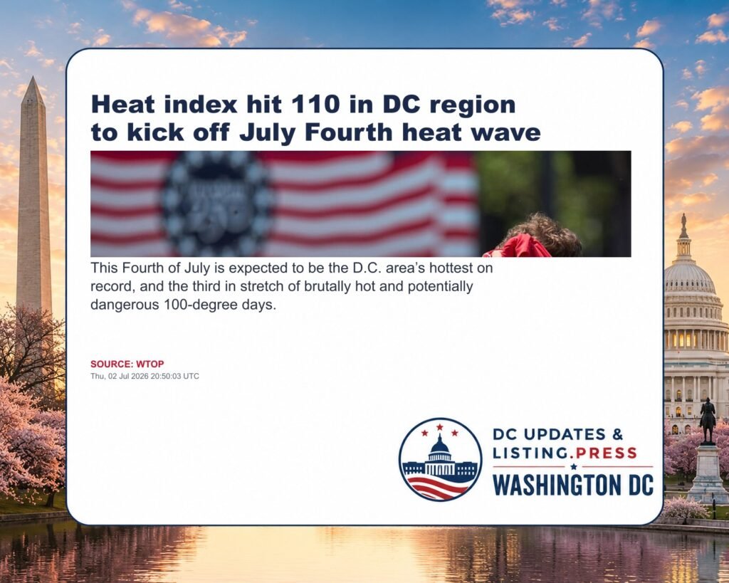 Heat index hit 110 in DC region to kick off July Fourth heat wave