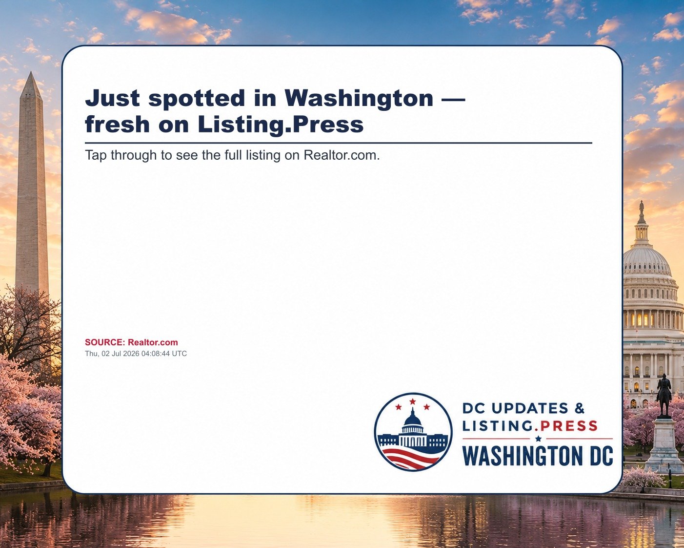 Just spotted in Washington — fresh on Listing.Press