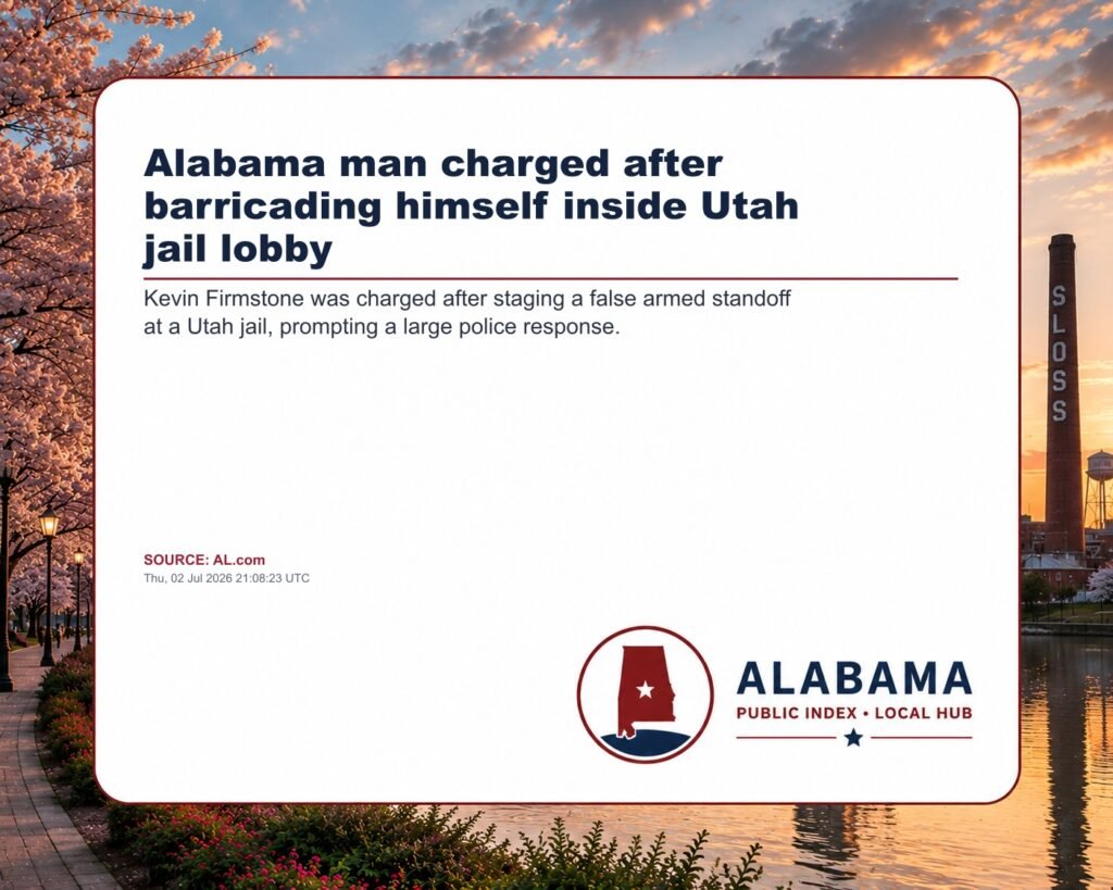 Alabama man charged after barricading himself inside Utah jail lobby