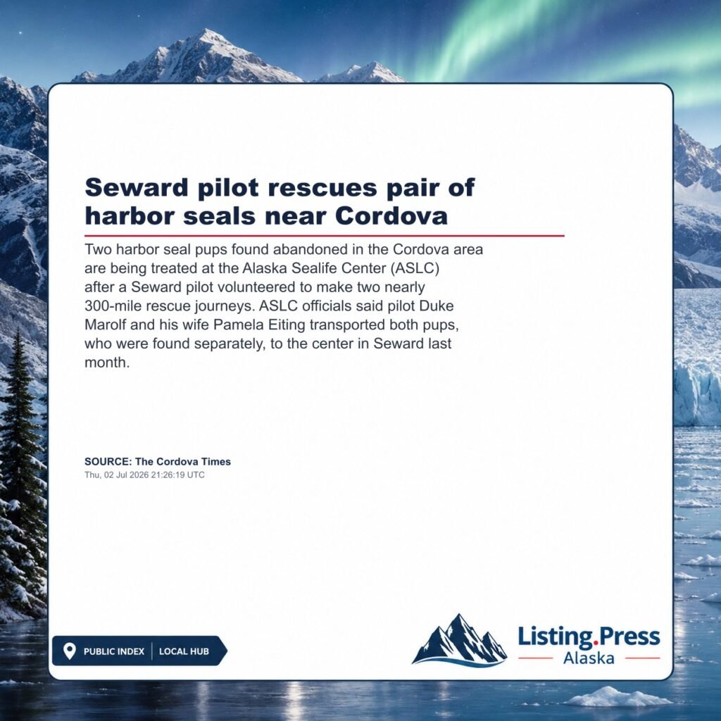 Seward pilot rescues pair of harbor seals near Cordova