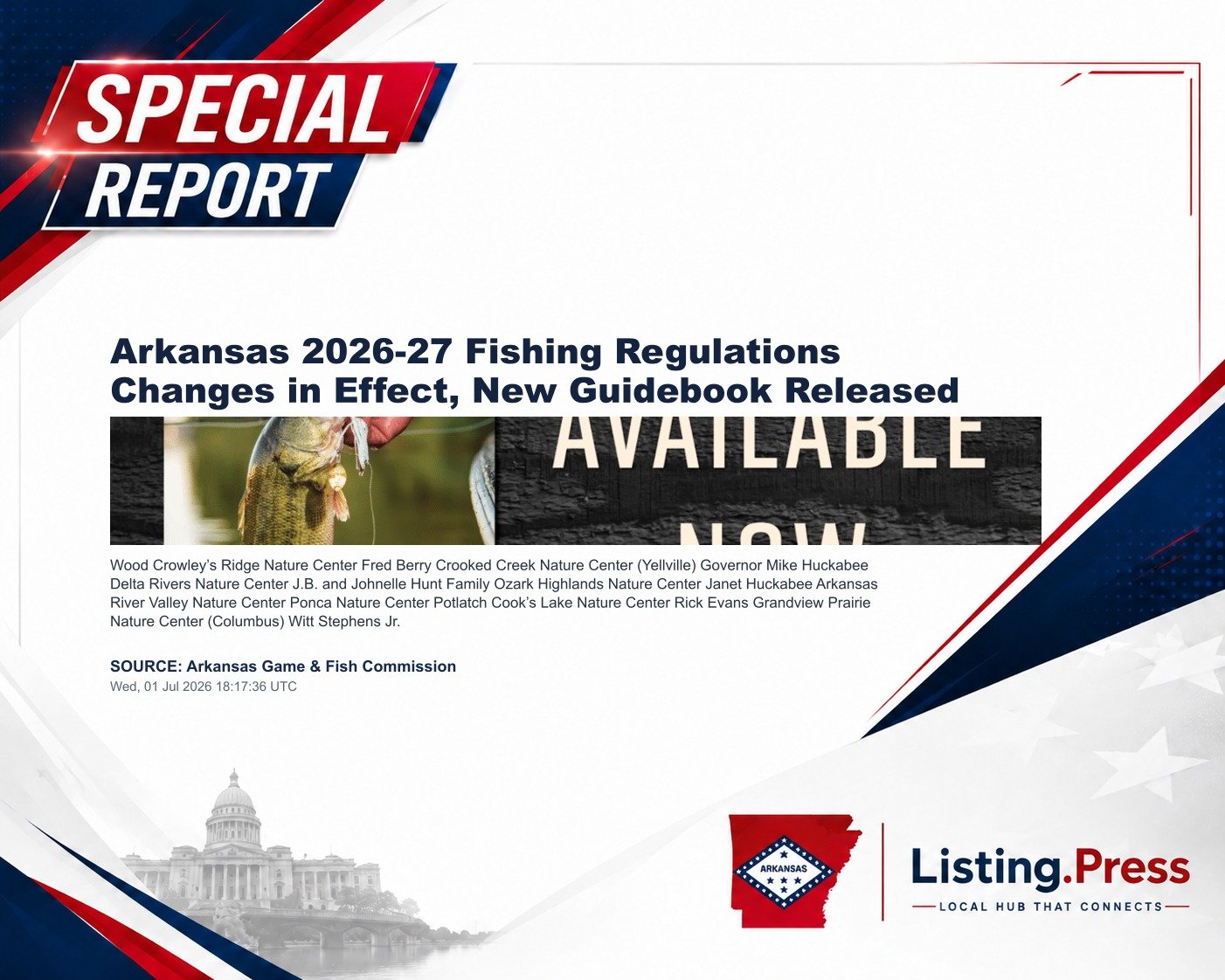 Arkansas 2026-27 Fishing Regulations Changes in Effect, New Guidebook Released