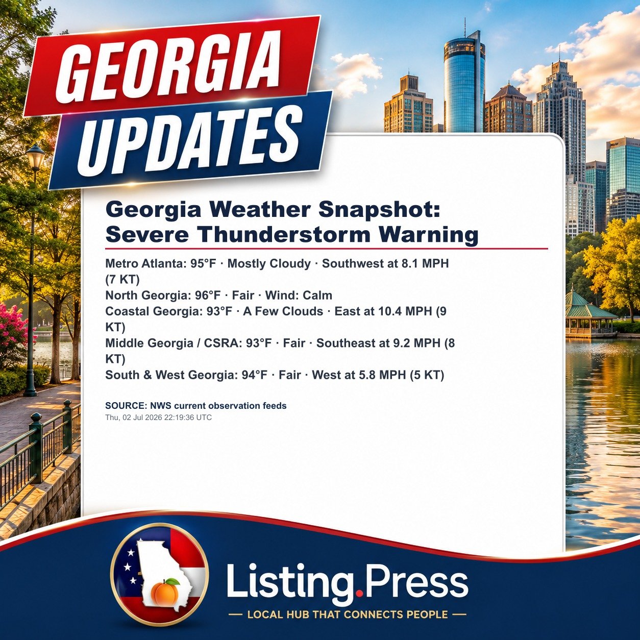 Georgia Weather Snapshot: Severe Thunderstorm Warning