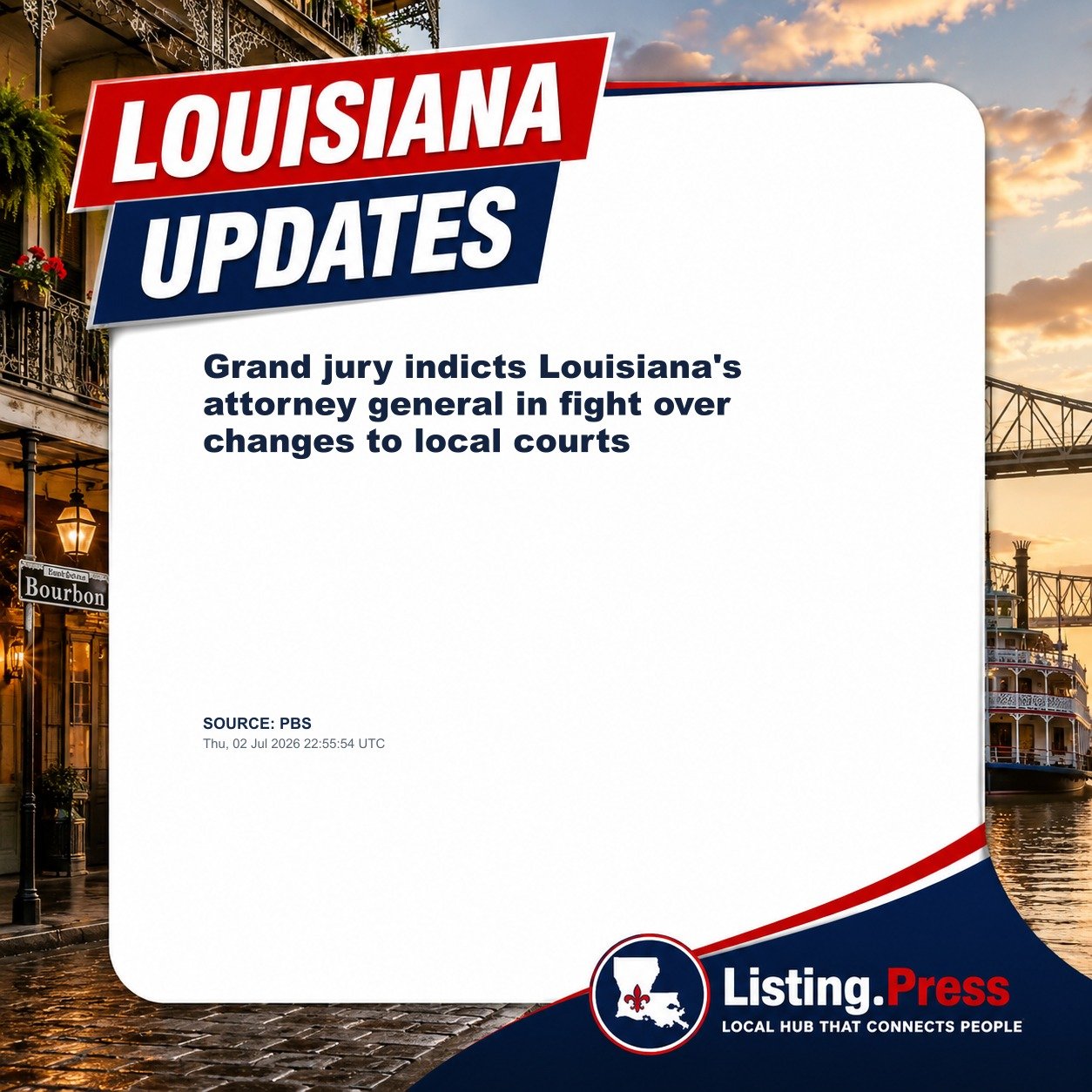 Grand jury indicts Louisiana's attorney general in fight over changes to local courts