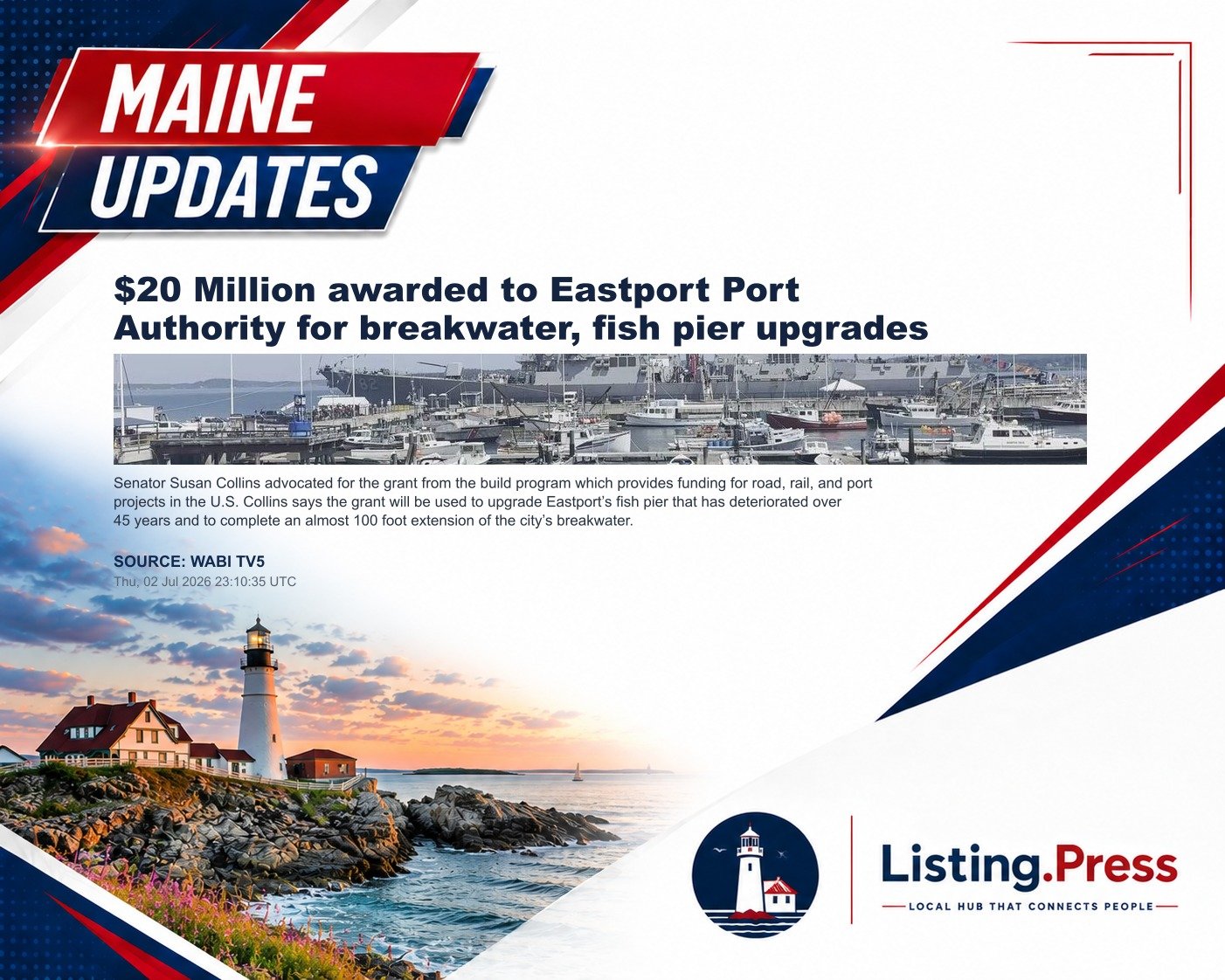 $20 Million awarded to Eastport Port Authority for breakwater, fish pier upgrades