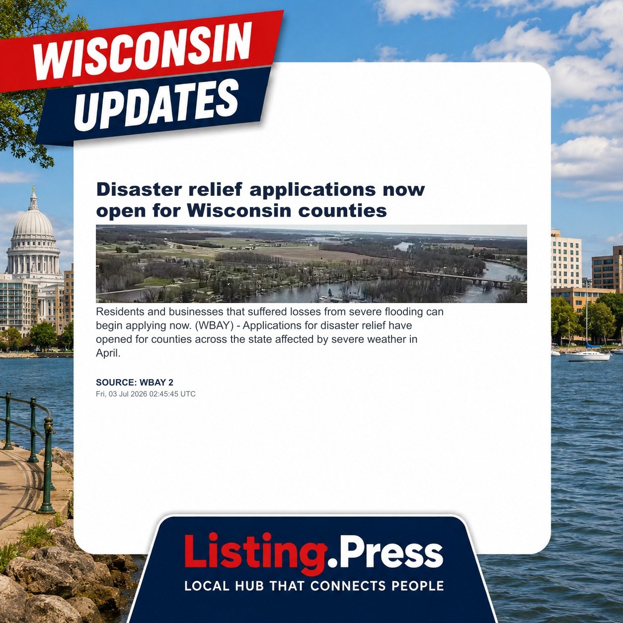 Disaster relief applications now open for Wisconsin counties