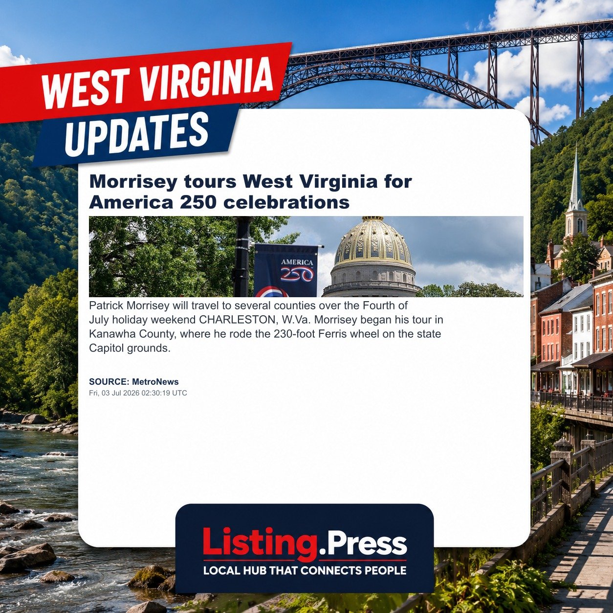 Morrisey tours West Virginia for America 250 celebrations