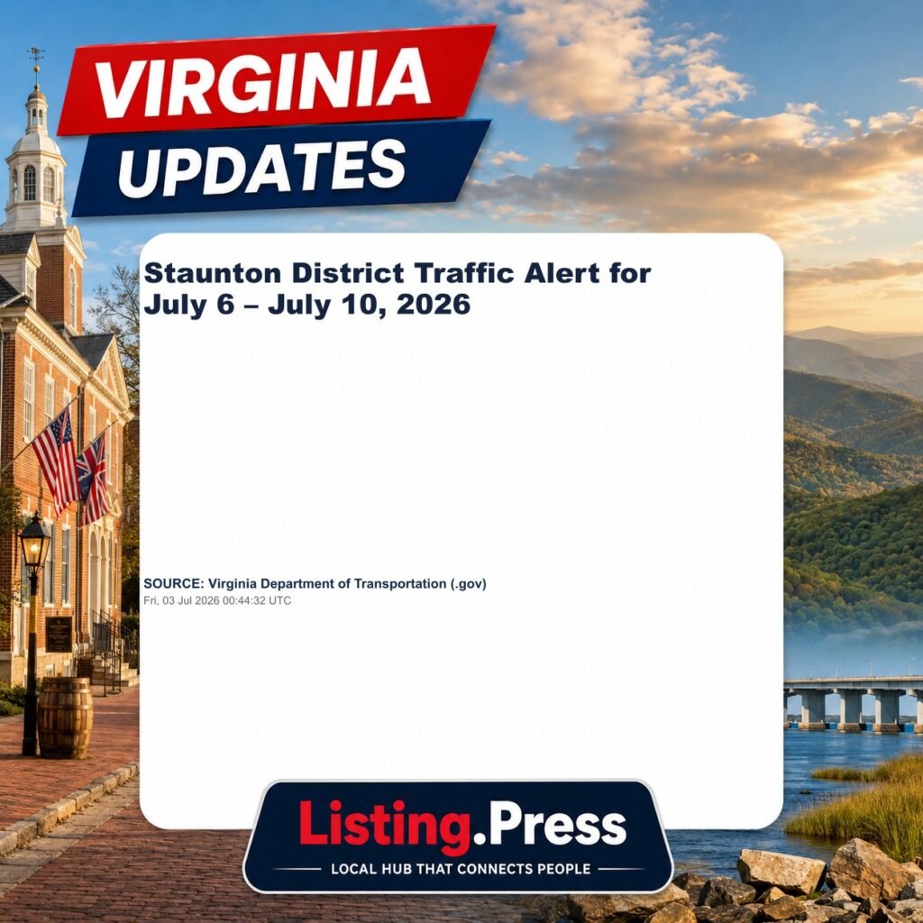 Staunton District Traffic Alert for July 6 – July 10, 2026