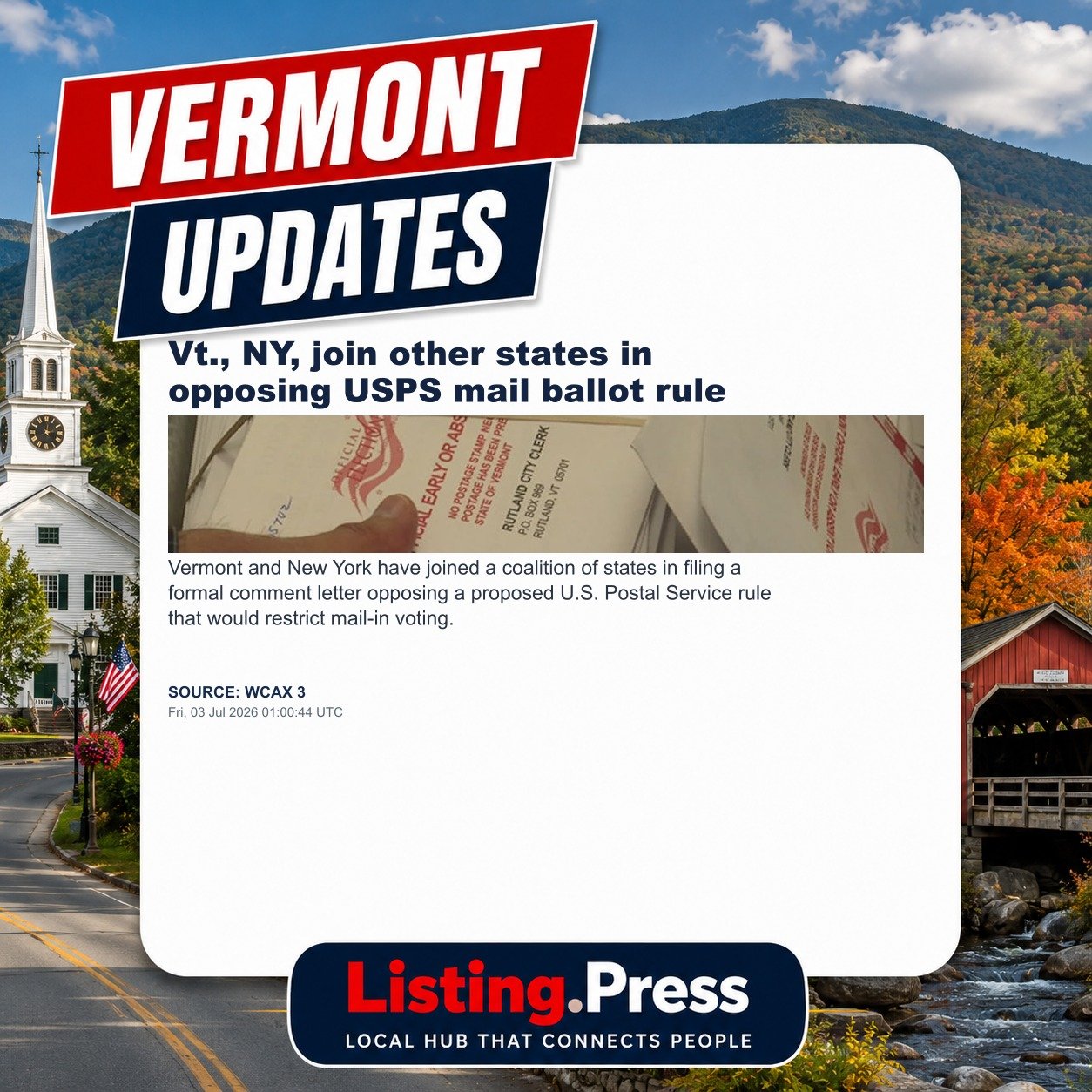 Vt., NY, join other states in opposing USPS mail ballot rule
