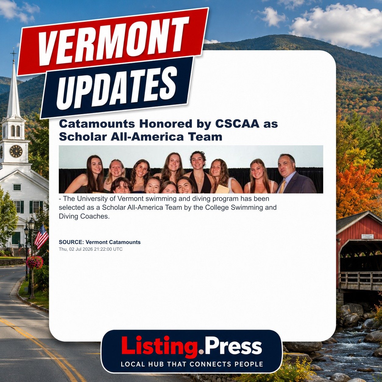 Catamounts Honored by CSCAA as Scholar All-America Team
