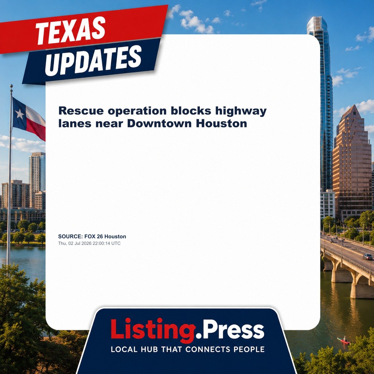 Rescue operation blocks highway lanes near Downtown Houston