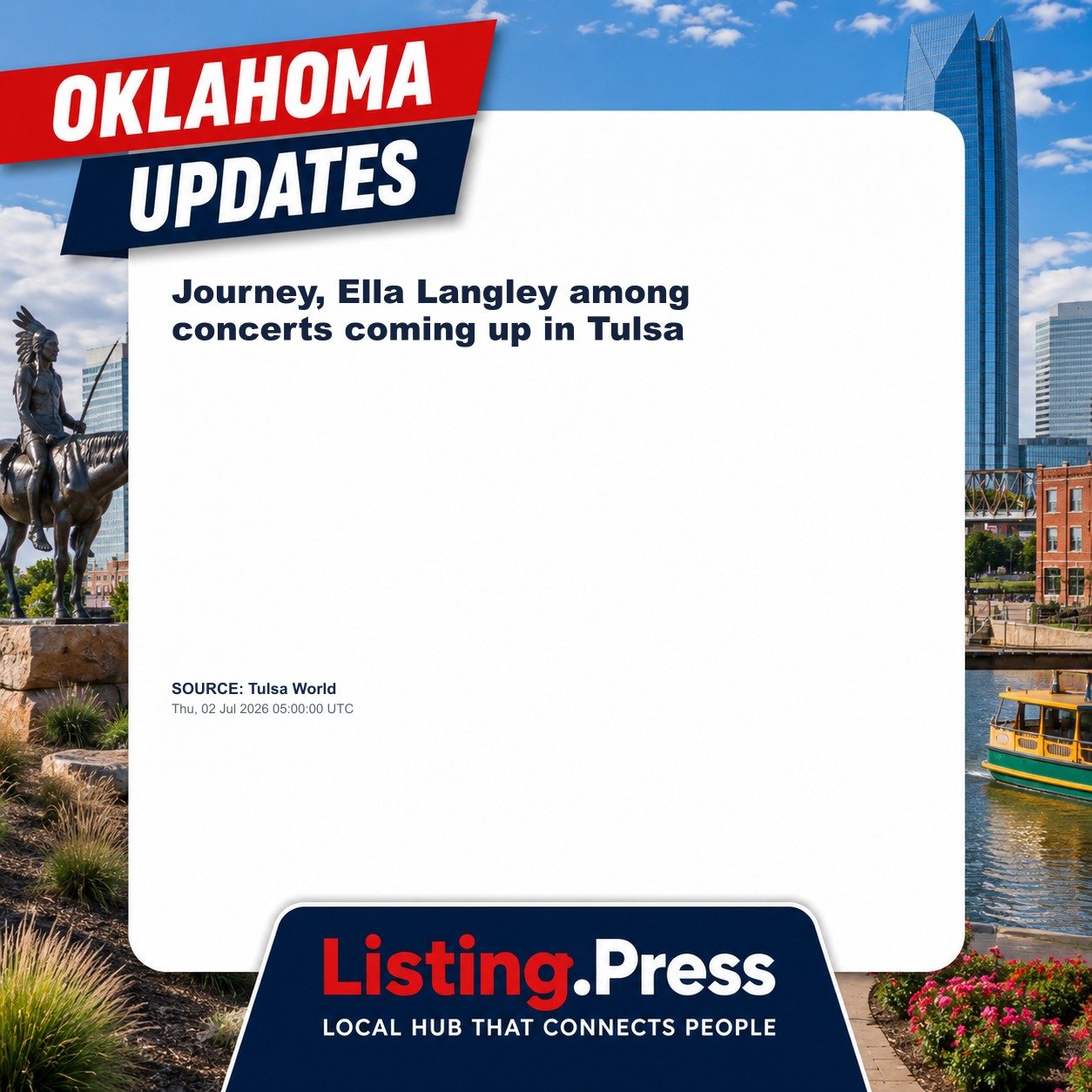 Journey, Ella Langley among concerts coming up in Tulsa