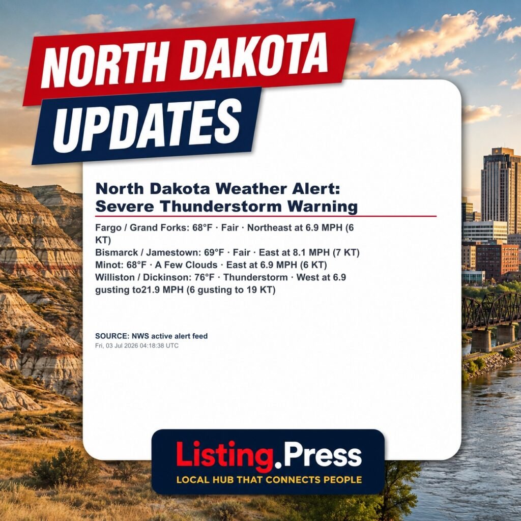 North Dakota Weather Alert: Severe Thunderstorm Warning