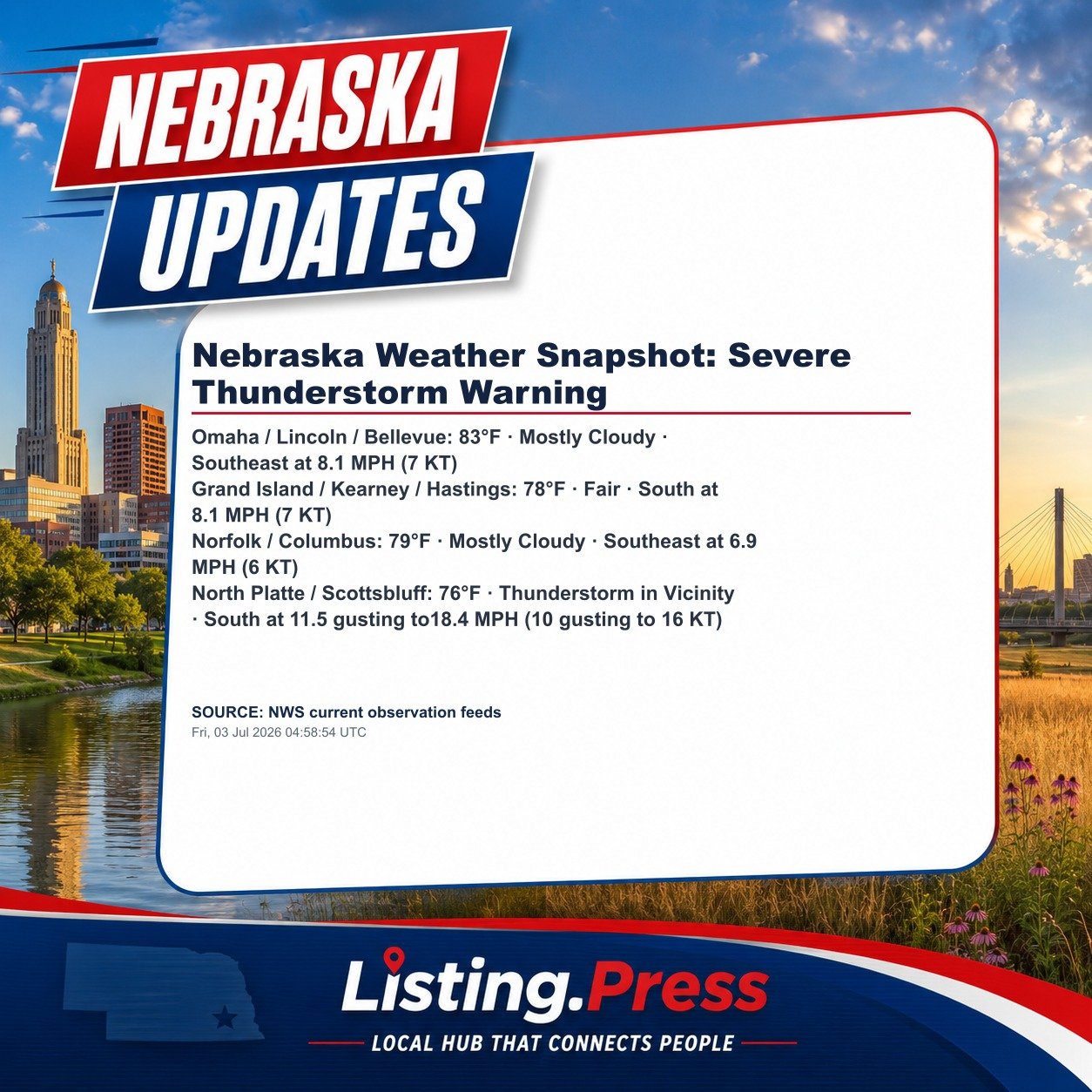 Nebraska Weather Snapshot: Severe Thunderstorm Warning