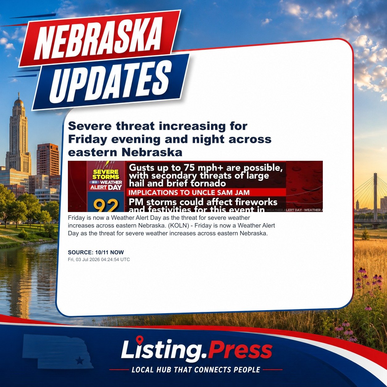 Severe threat increasing for Friday evening and night across eastern Nebraska