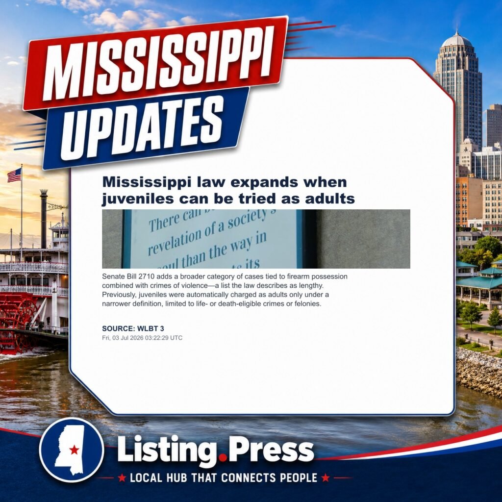 Mississippi law expands when juveniles can be tried as adults