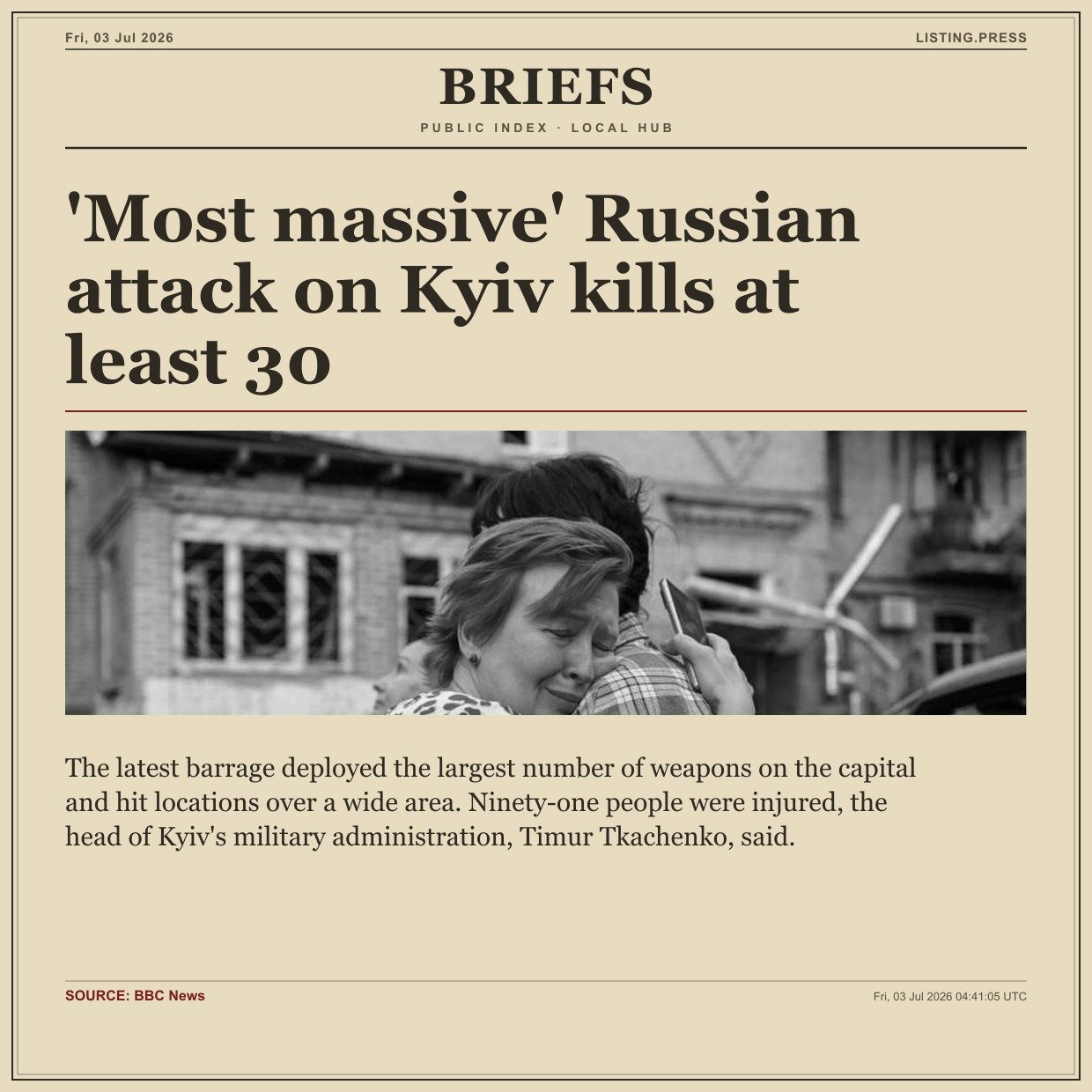'Most massive' Russian attack on Kyiv kills at least 30
