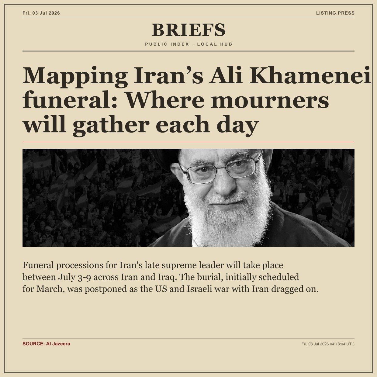 Mapping Iran’s Ali Khamenei funeral: Where mourners will gather each day