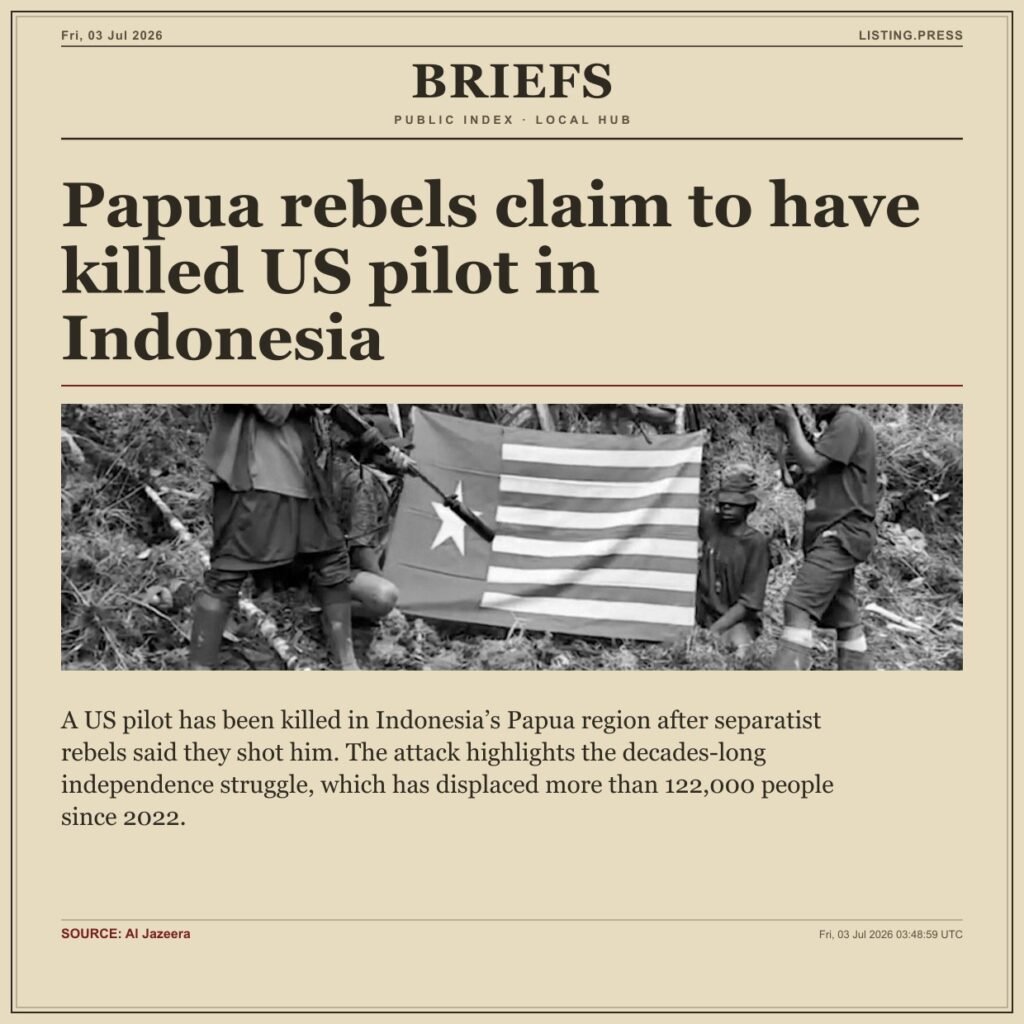 Papua rebels claim to have killed US pilot in Indonesia