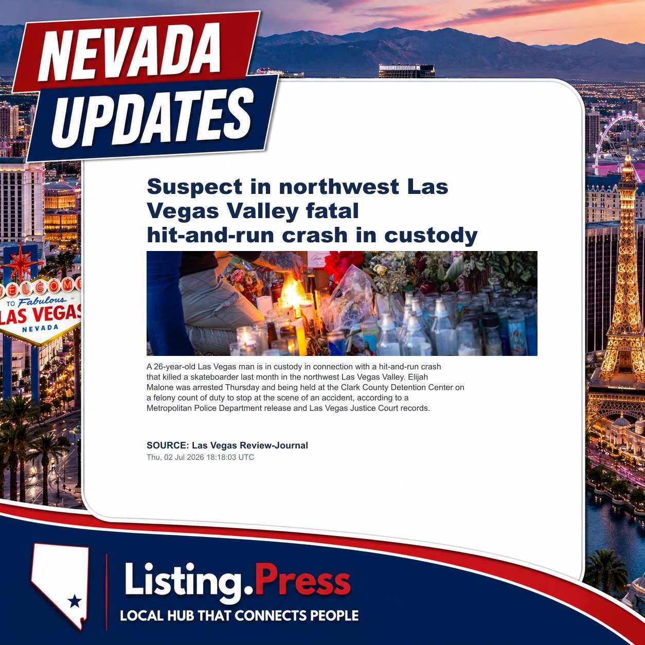 Suspect in northwest Las Vegas Valley fatal hit-and-run crash in custody
