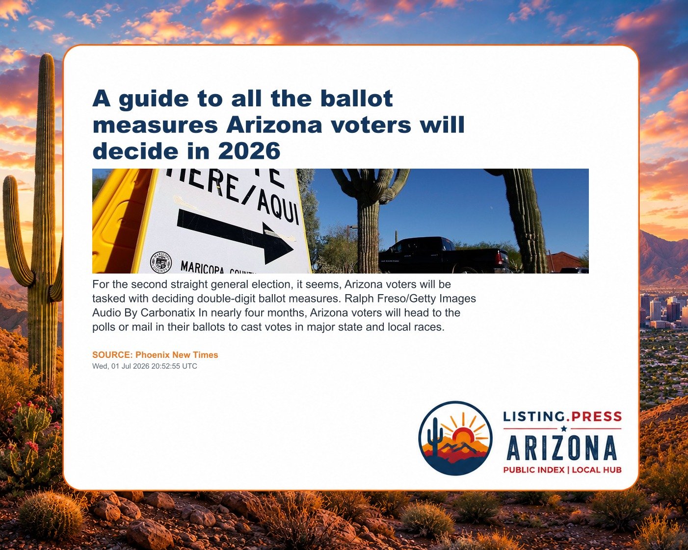 A guide to all the ballot measures Arizona voters will decide in 2026