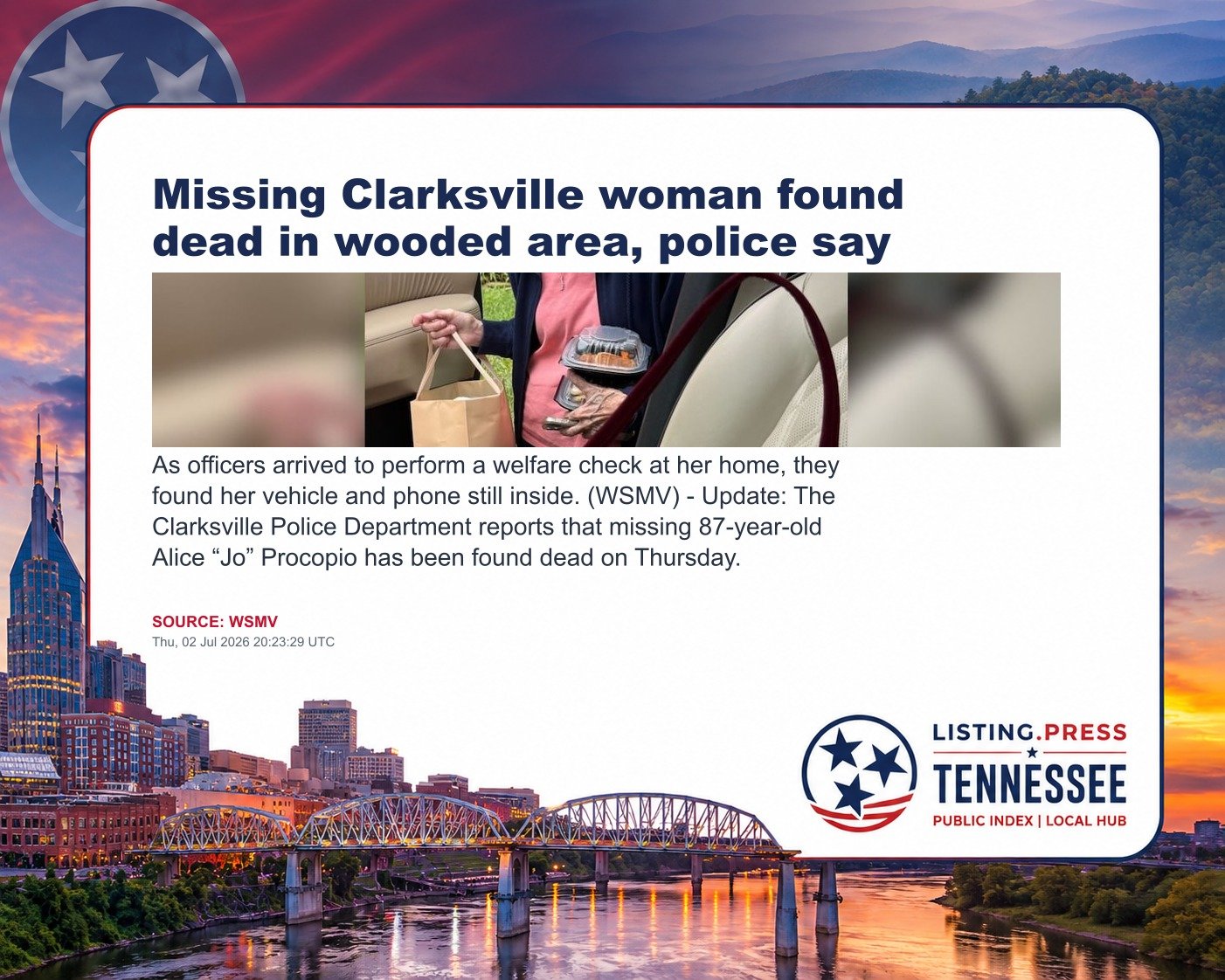 Missing Clarksville woman found dead in wooded area, police say