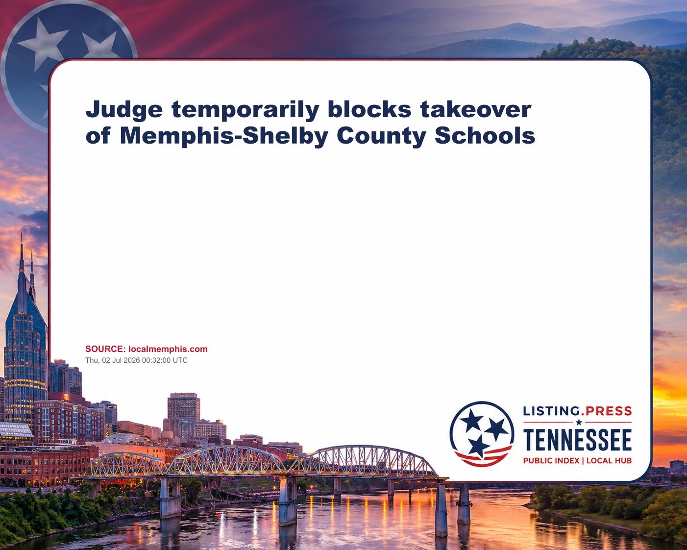 Judge temporarily blocks takeover of Memphis-Shelby County Schools