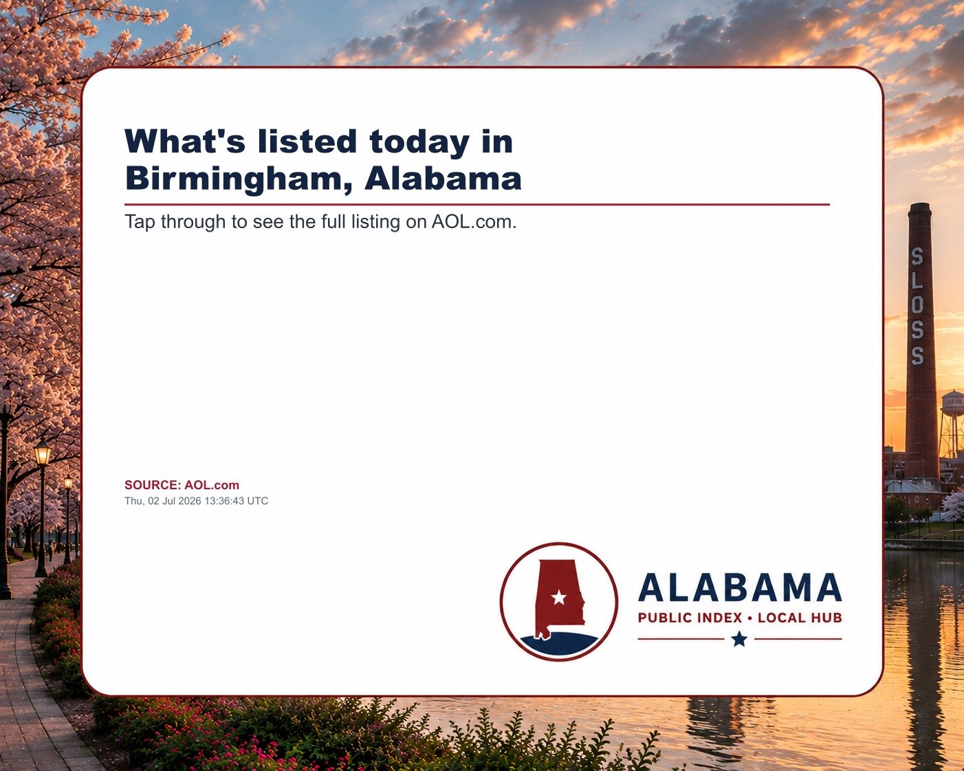 What's listed today in Birmingham, Alabama
