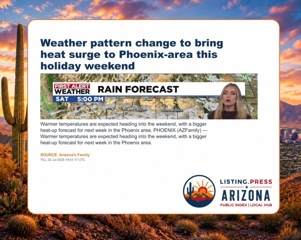 Weather pattern change to bring heat surge to Phoenix-area this holiday weekend