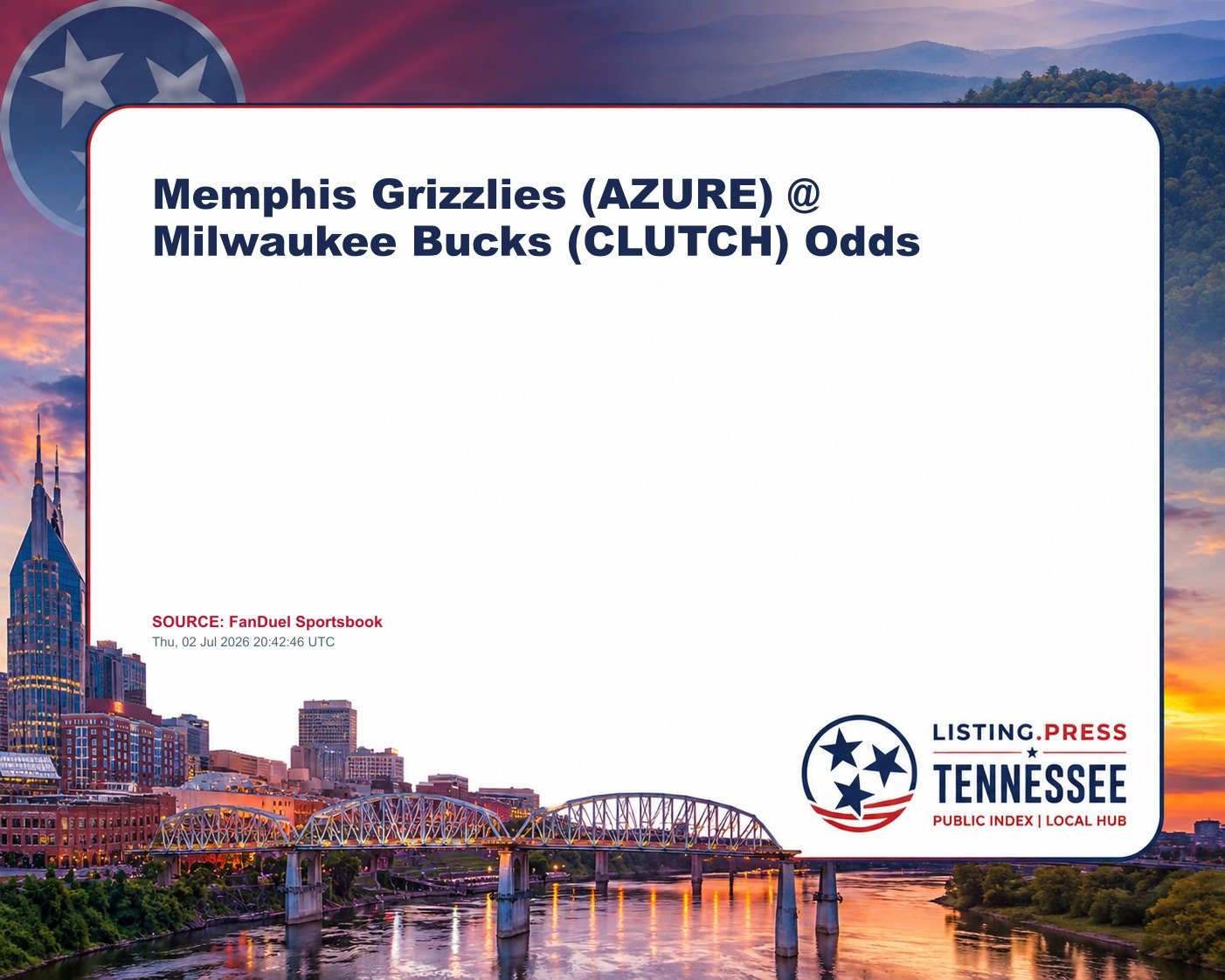Memphis Grizzlies (AZURE) @ Milwaukee Bucks (CLUTCH) Odds