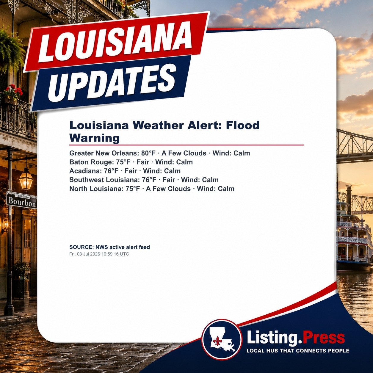 Louisiana Weather Alert: Flood Warning