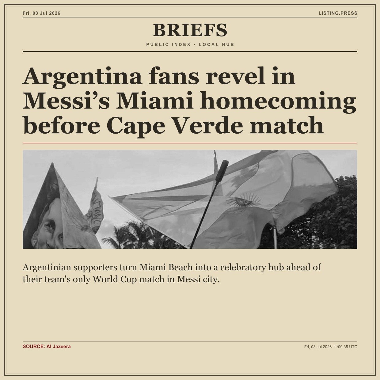 Argentina fans revel in Messi’s Miami homecoming before Cape Verde match