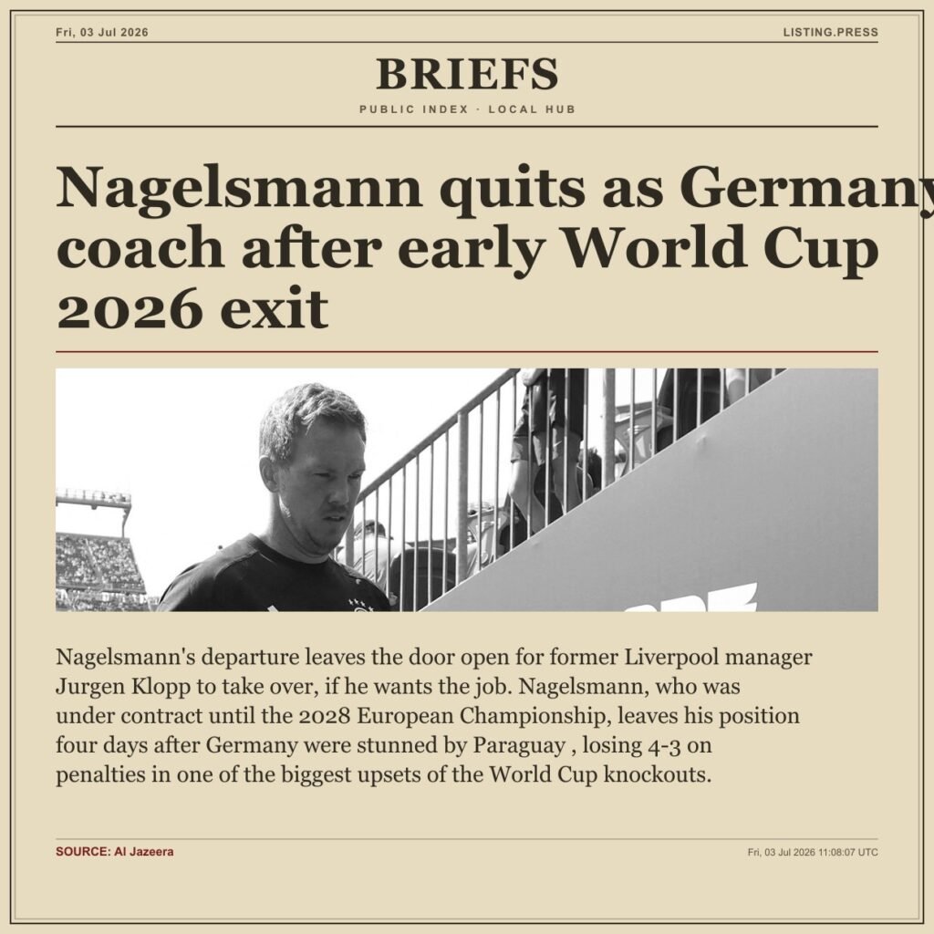 Nagelsmann quits as Germany coach after early World Cup 2026 exit