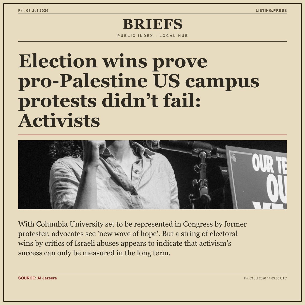 Election wins prove pro-Palestine US campus protests didn’t fail: Activists