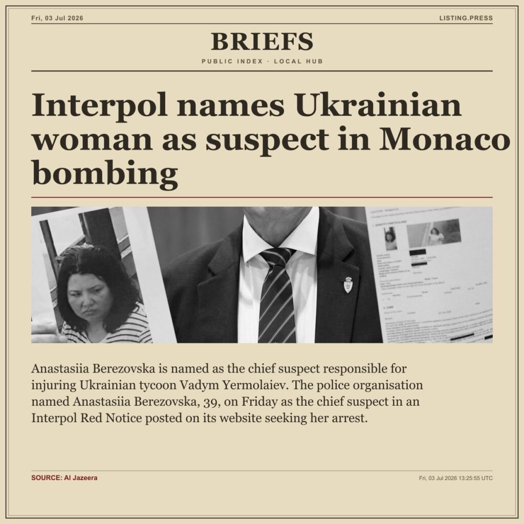 Interpol names Ukrainian woman as suspect in Monaco bombing