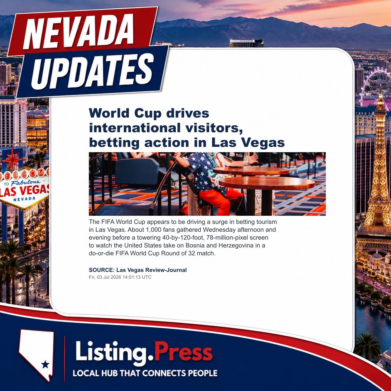 World Cup drives international visitors, betting action in Las Vegas