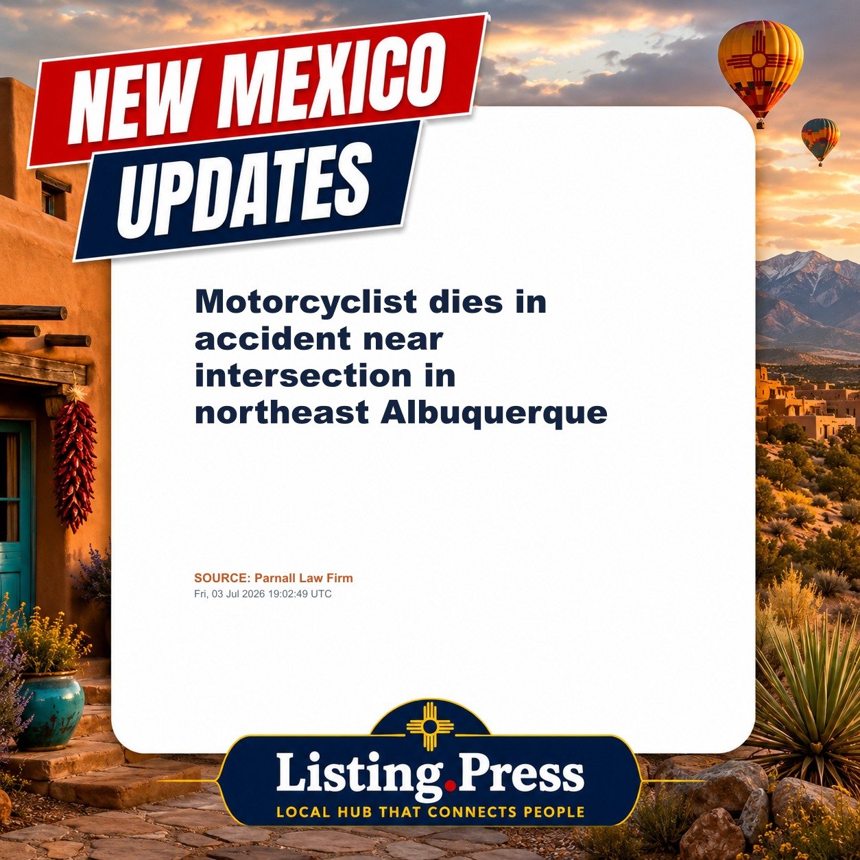 Motorcyclist dies in accident near intersection in northeast Albuquerque