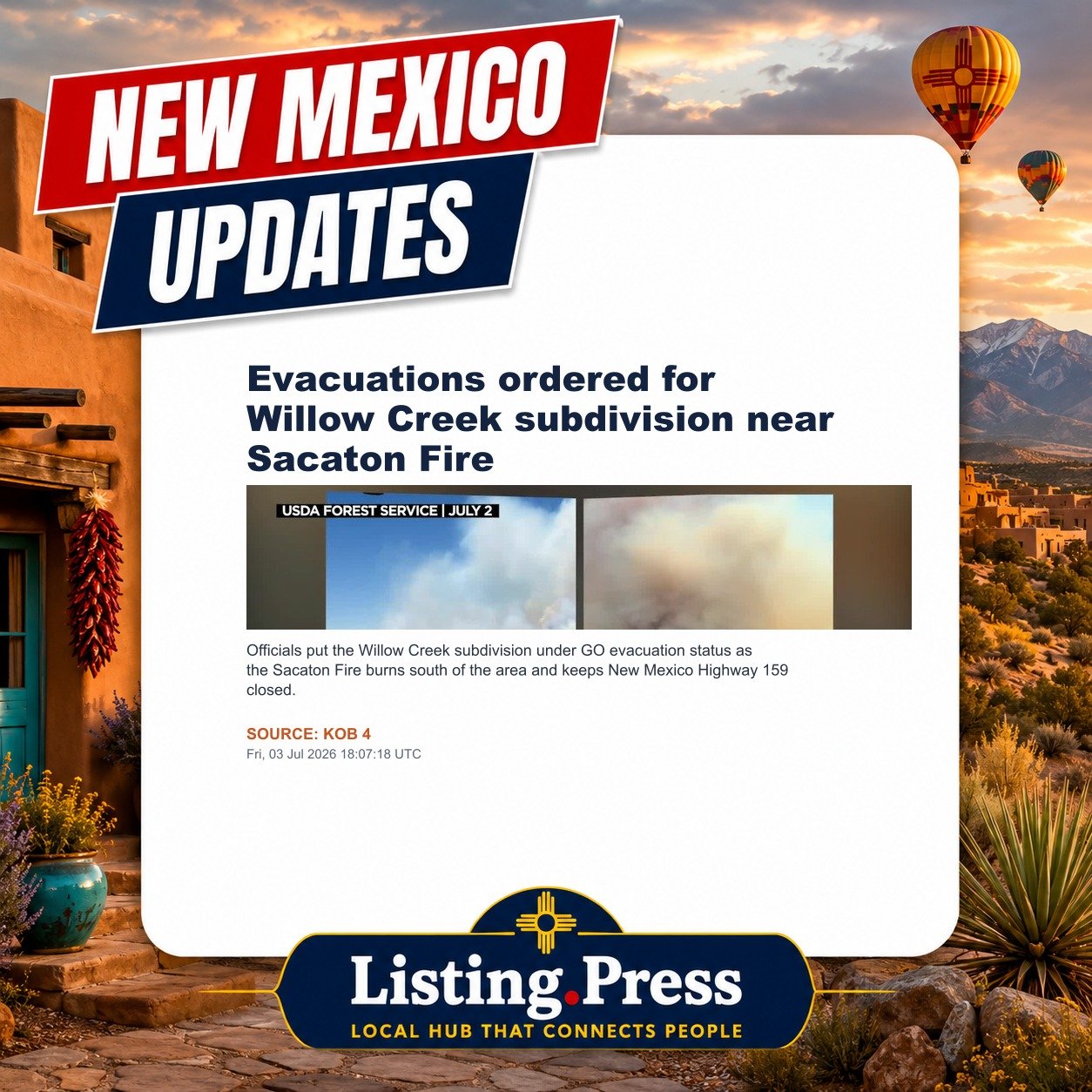 Evacuations ordered for Willow Creek subdivision near Sacaton Fire