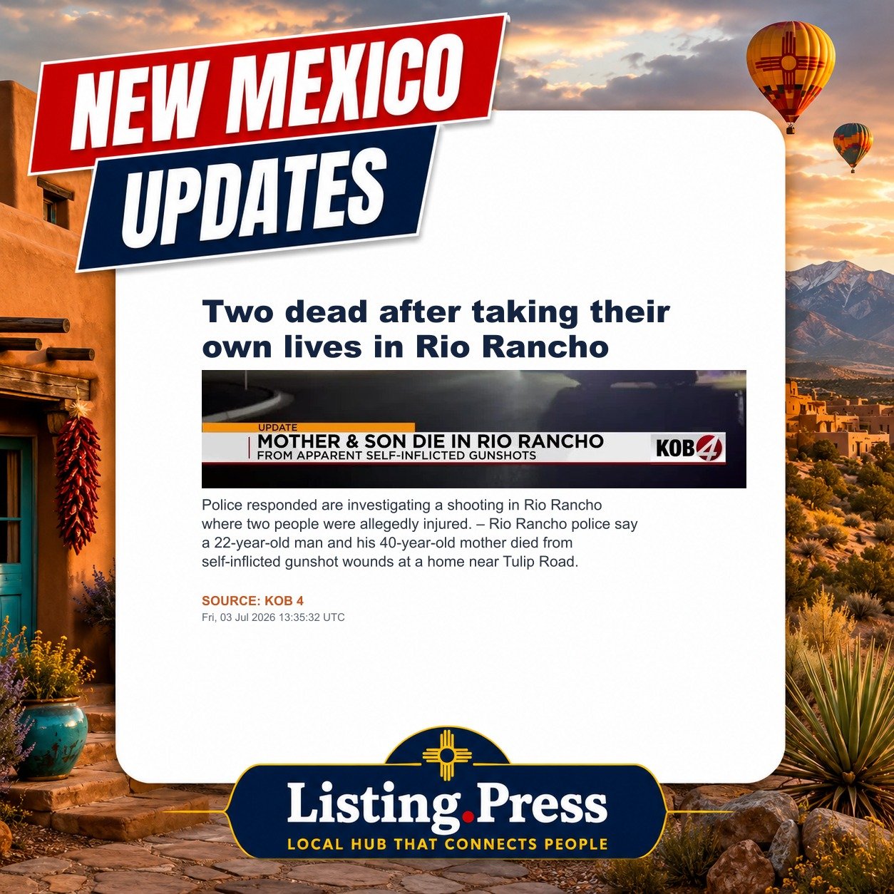 Two dead after taking their own lives in Rio Rancho